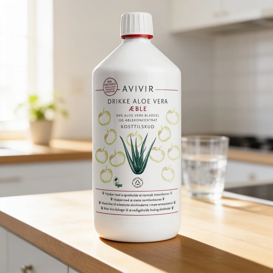 Avivir Aloe Vera Drik Æble 1000 ml i et hverdagsmiljø