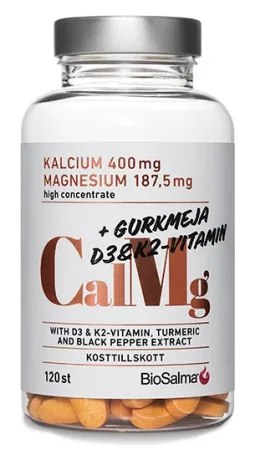 BioSalma Calcium & Magnesium + D3, K2 & Gurkemeje