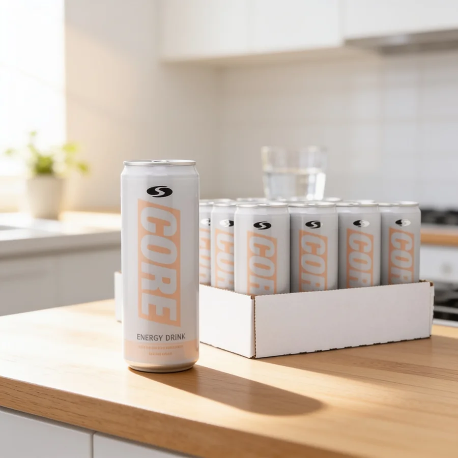 Core Energy Drink i et hverdagsmiljø