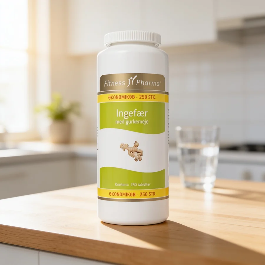 Fitness Pharma Ingefær med Gurkemeje i et hverdagsmiljø