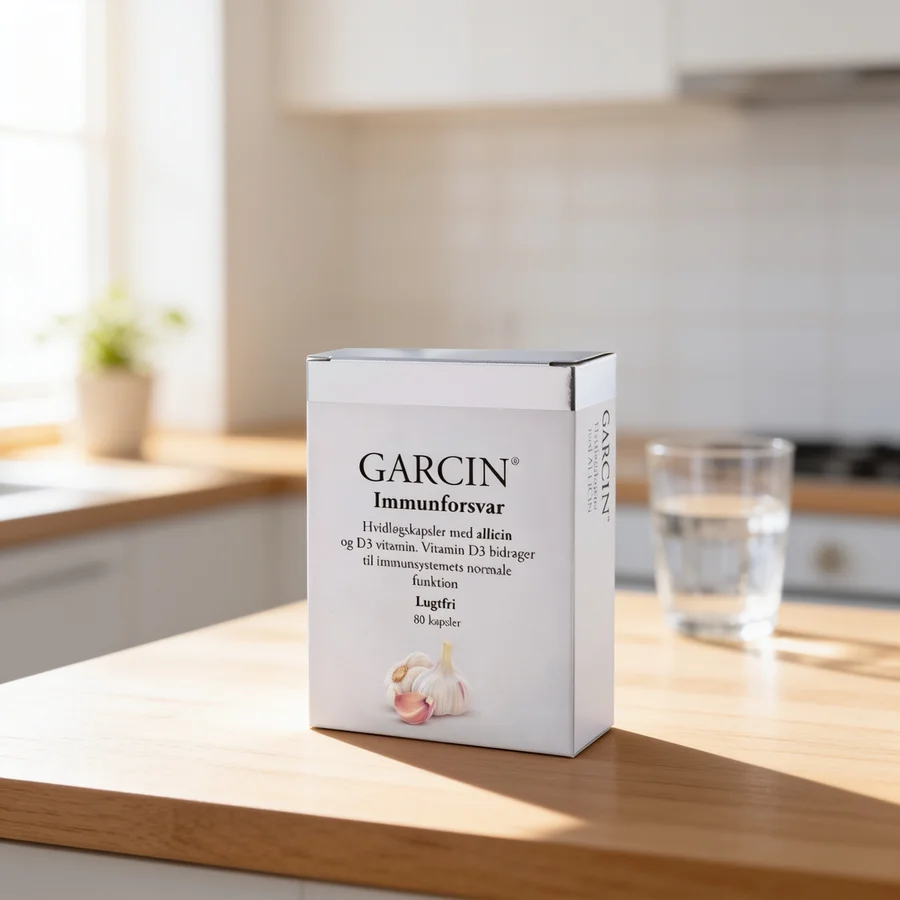 Garcin Hvidløg (Allisure allicin + D3) i et hverdagsmiljø