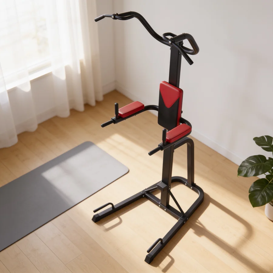 Gorilla Sports Power Tower Multi Pull Up Station i et hverdagsmiljø