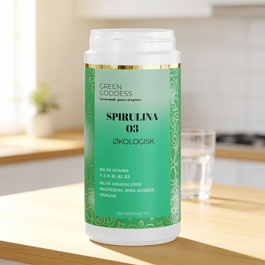 Green Goddess Økologisk Spirulina (pulver) i et hverdagsmiljø