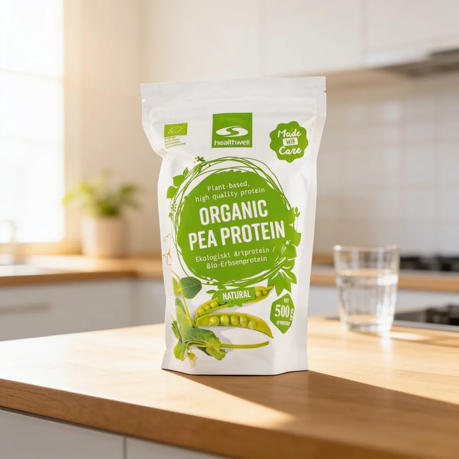 Healthwell Ærteprotein ØKO i et hverdagsmiljø