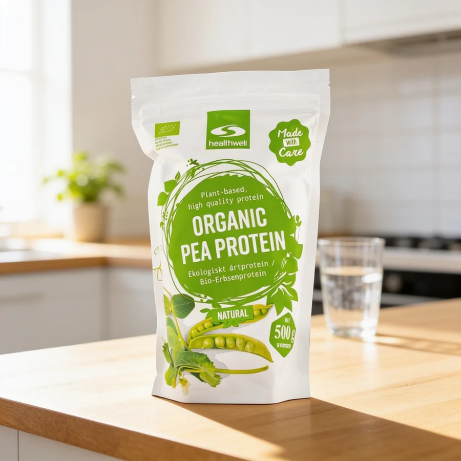 Healthwell Ærteprotein ØKO i et hverdagsmiljø