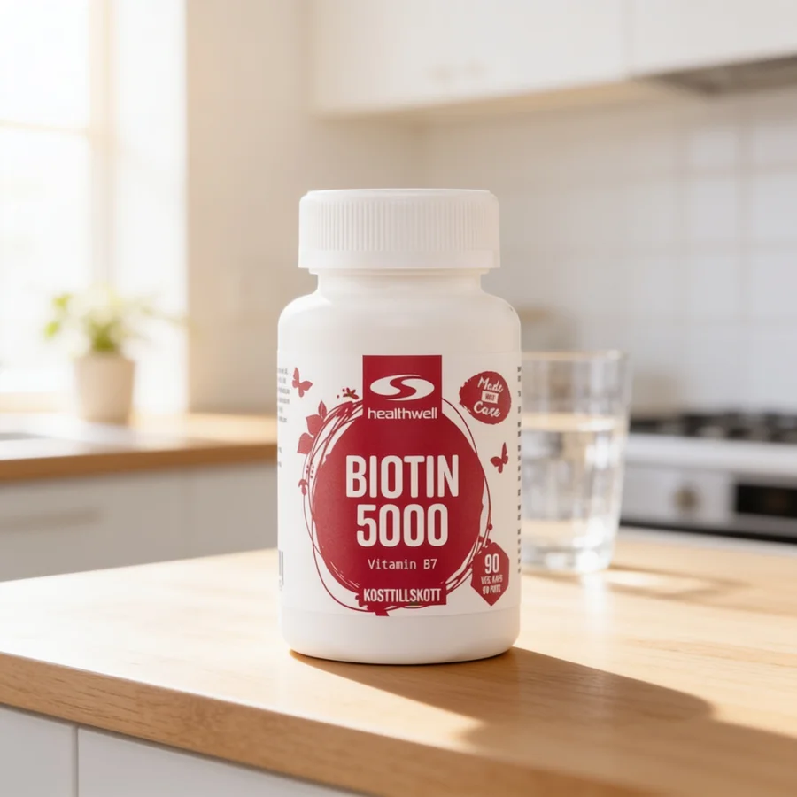 Healthwell Biotin 5000 i et hverdagsmiljø