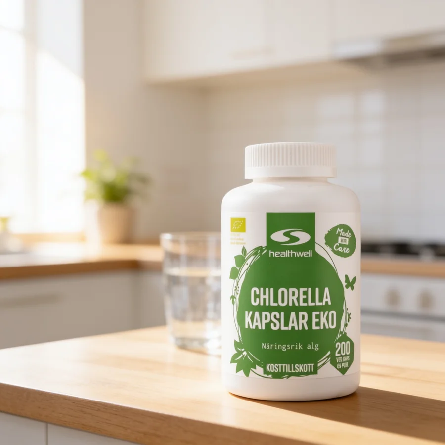Healthwell Chlorella Kapsler ØKO i et hverdagsmiljø