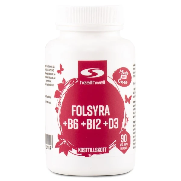 Healthwell Folinsyre+B6+B12+D3