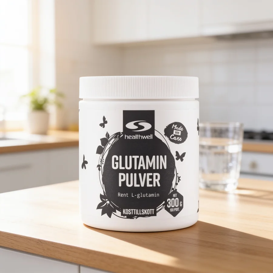 Healthwell Glutamin Pulver i et hverdagsmiljø