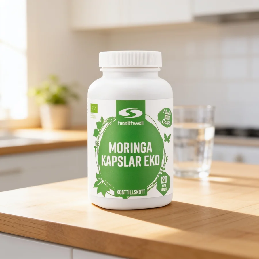 Healthwell Moringa Kapsler ØKO i et hverdagsmiljø