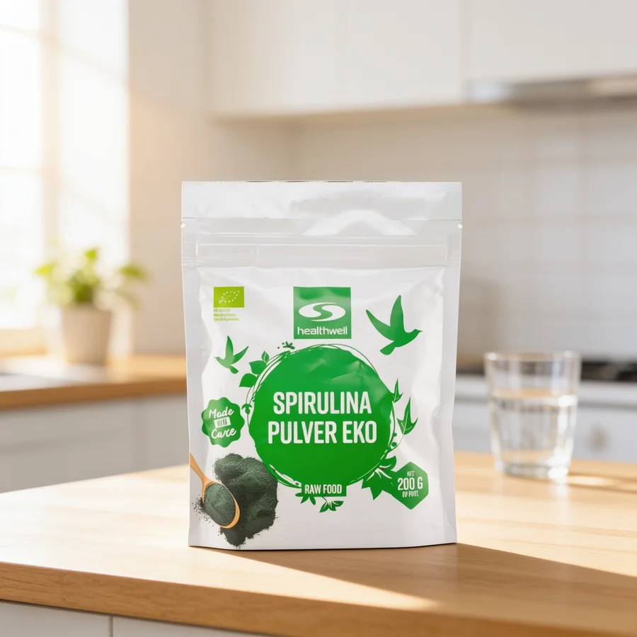Healthwell Spirulina ØKO (pulver) i et hverdagsmiljø