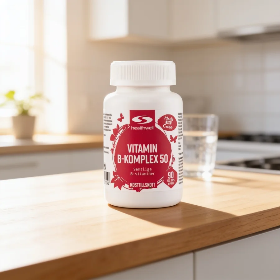 Healthwell Vitamin B Komplex 50 i et hverdagsmiljø