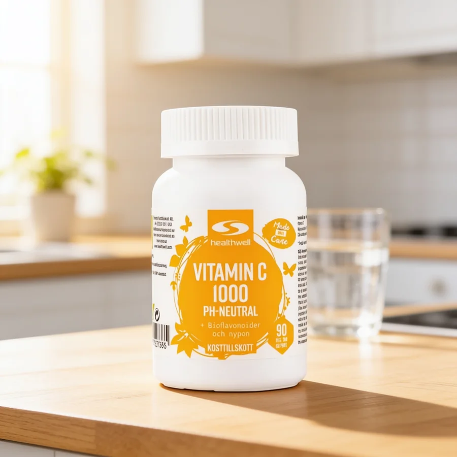 Healthwell Vitamin C 1000 pH-Neutral i et hverdagsmiljø