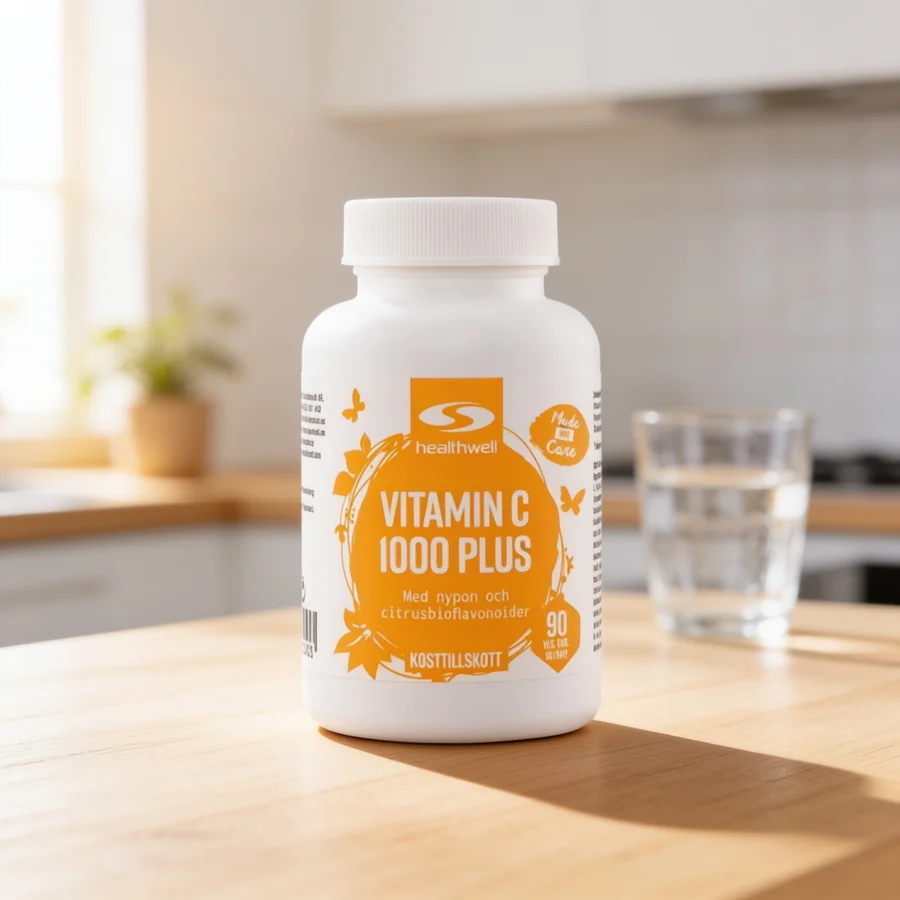 Healthwell Vitamin C 1000 Plus i et hverdagsmiljø
