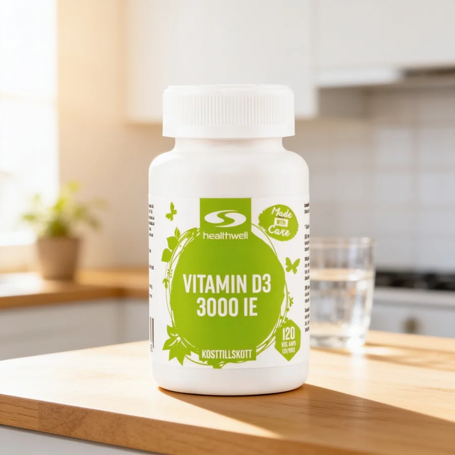 Healthwell Vitamin D3 3000 IE i et hverdagsmiljø