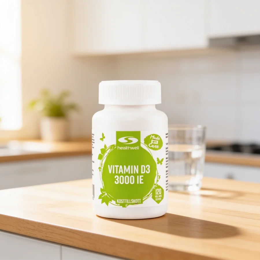 Healthwell Vitamin D3 3000 IE i et hverdagsmiljø