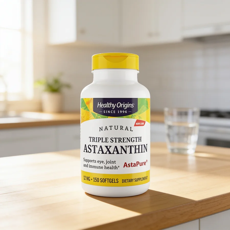 Healthy Origins Astaxanthin 12 mg i et hverdagsmiljø
