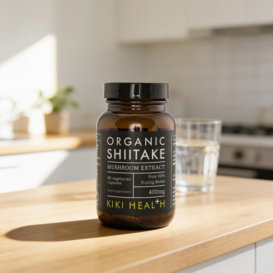 Kiki Health Organic Shiitake Mushroom Extract i et hverdagsmiljø