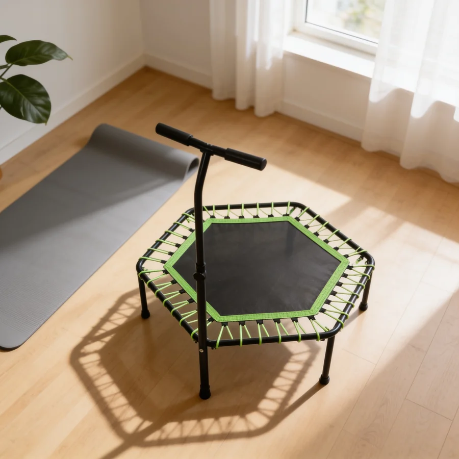 Kilberry Fitnesstrampolin Ø114 cm i et hverdagsmiljø