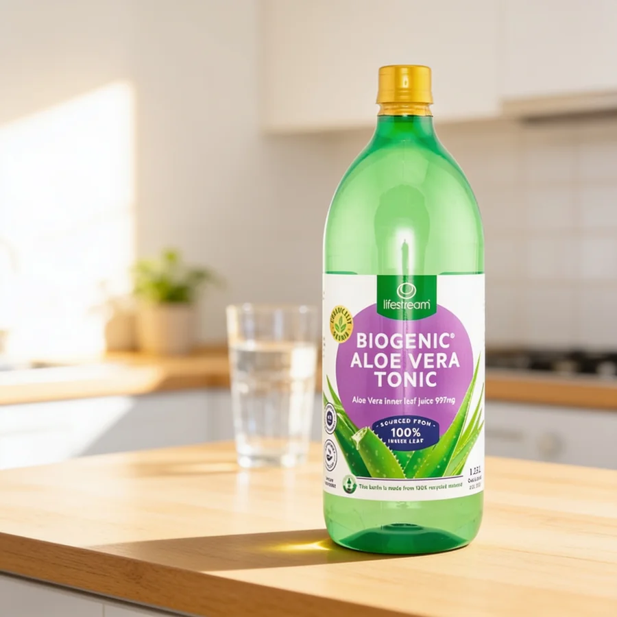 Lifestream Aloe Vera Juice 1250 ml i et hverdagsmiljø