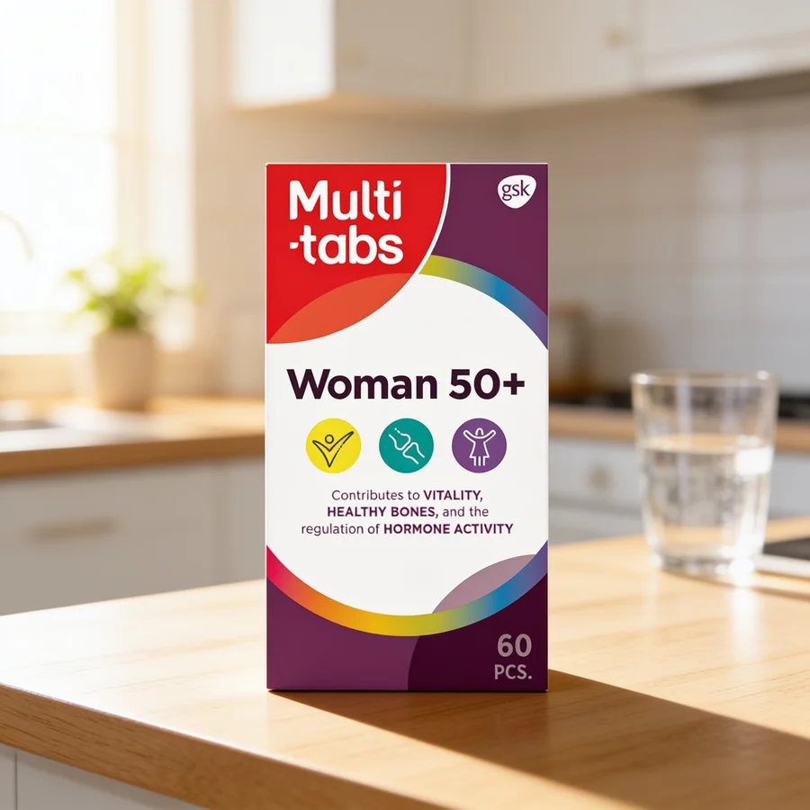 Multi-tabs Woman 50+ i et hverdagsmiljø