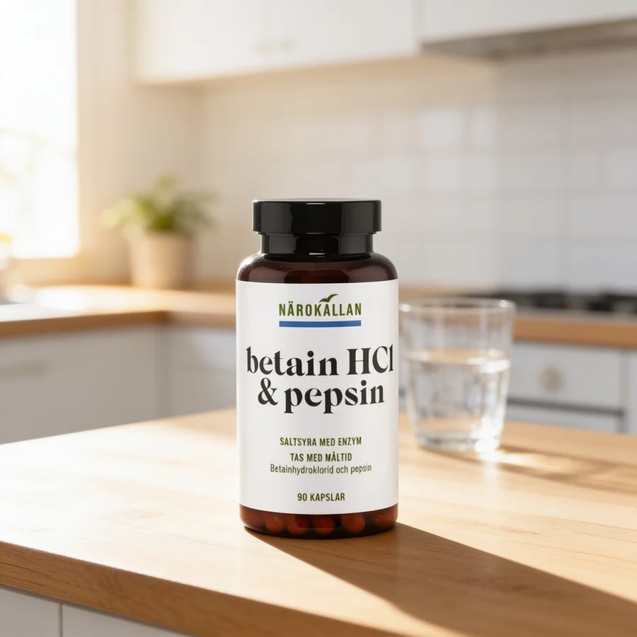 Närokällan Betain HCL & Pepsin i et hverdagsmiljø