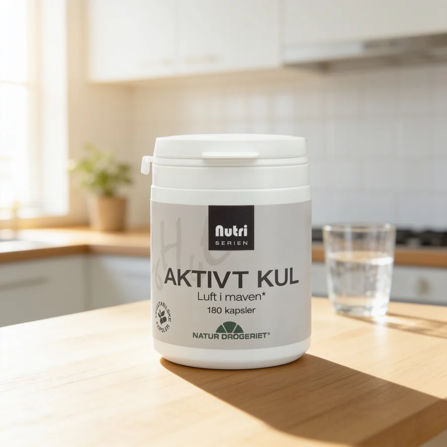 Natur-Drogeriet Aktivt Kul 180 kaps. i et hverdagsmiljø