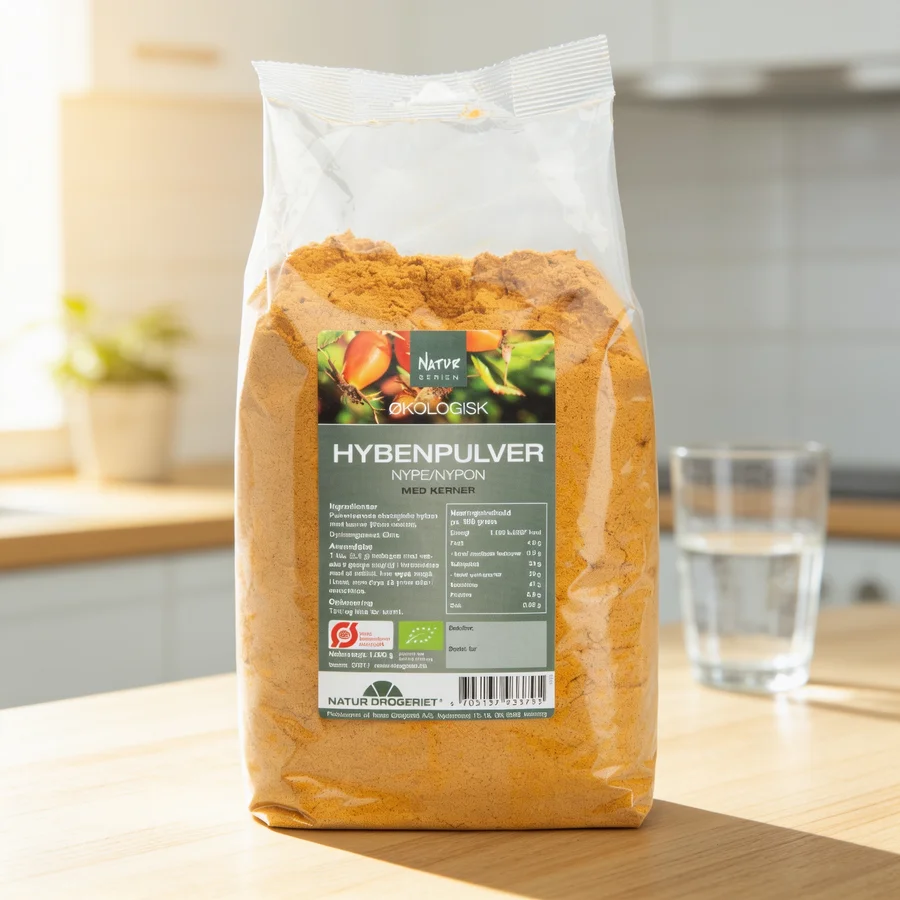 Natur-Drogeriet Hybenpulver fin m. kerner Øko i et hverdagsmiljø