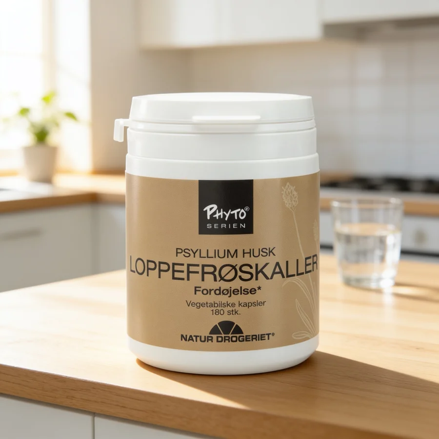 Natur-Drogeriet Loppefrøskaller kapsler i et hverdagsmiljø
