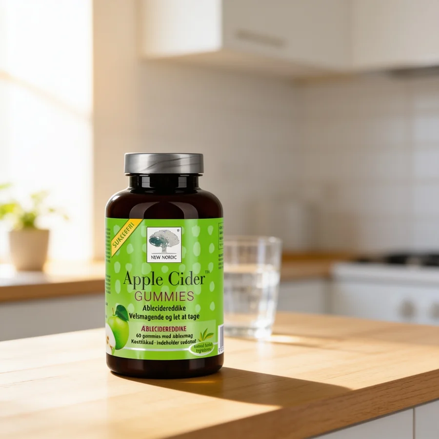 New Nordic Apple Cider Gummies i et hverdagsmiljø