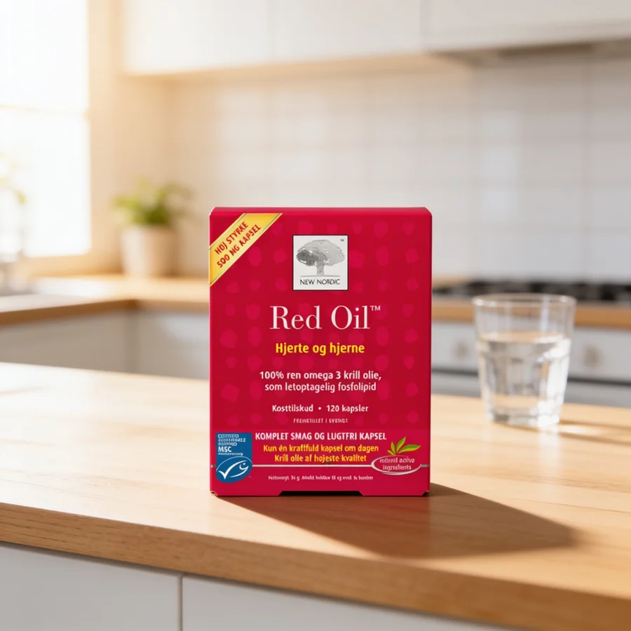 New Nordic Red Oil Omega-3 Krill Olie i et hverdagsmiljø
