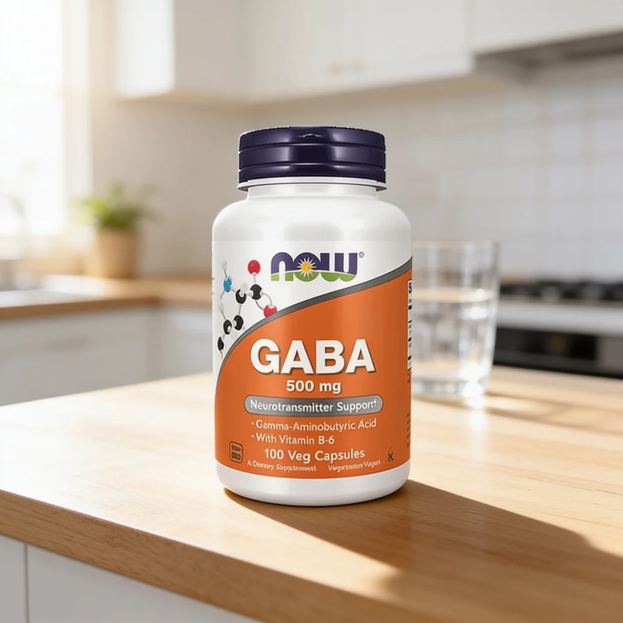 Now Foods GABA 500 mg i et hverdagsmiljø