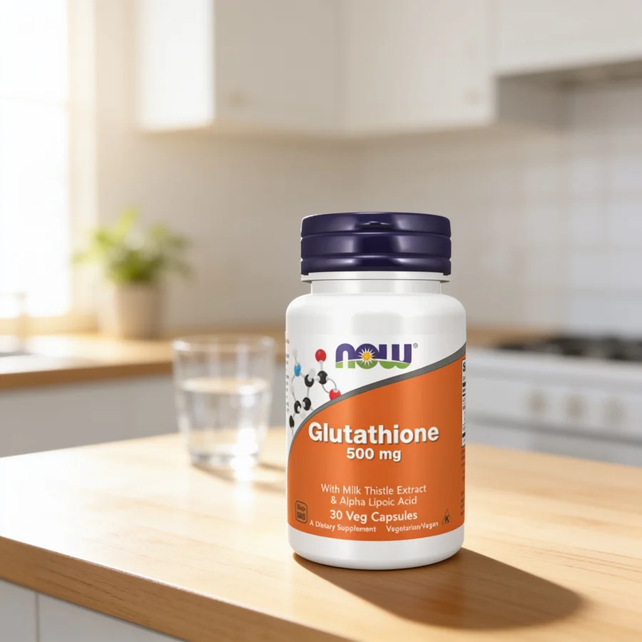 Now Foods Glutathione 500 mg i et hverdagsmiljø