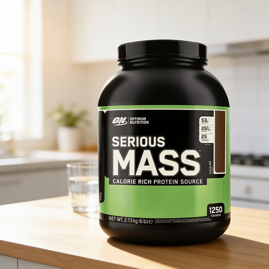 Optimum Nutrition Serious Mass 5,45 kg i et hverdagsmiljø
