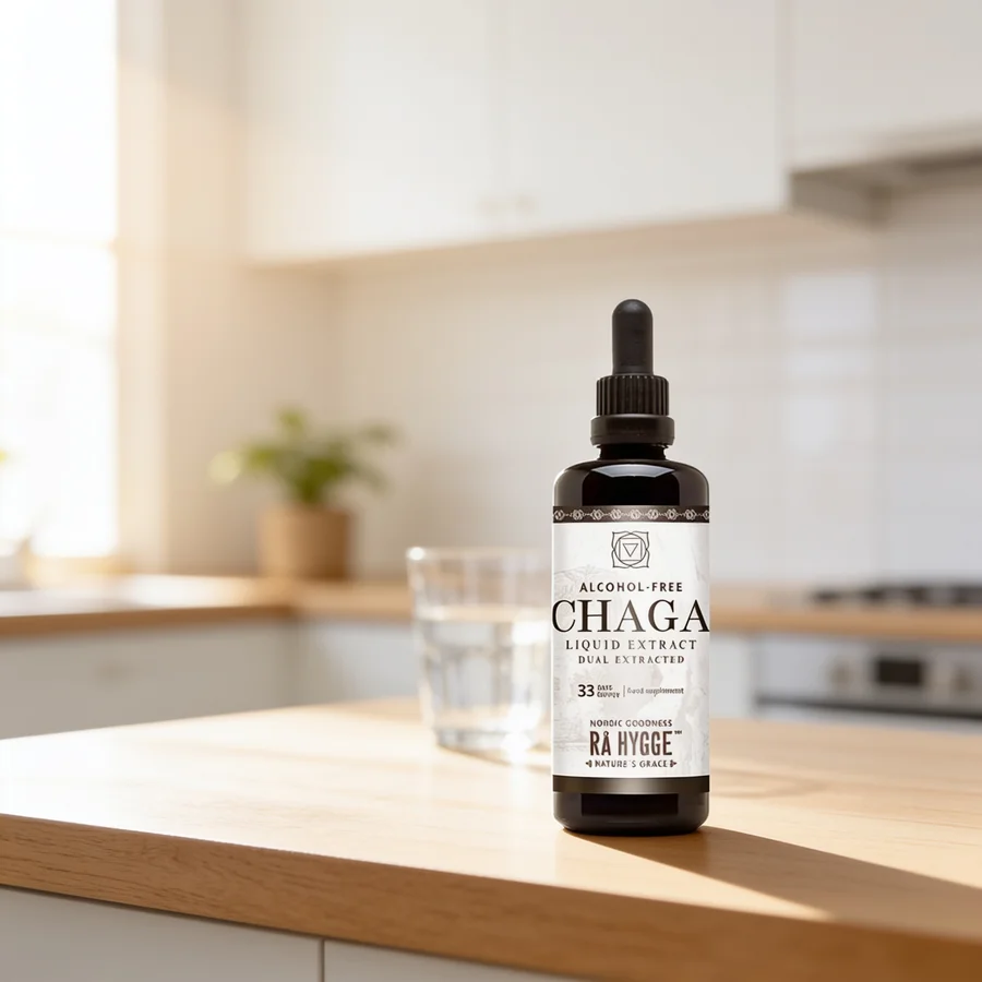 Rå Hygge Chaga Concentrated Liquid Extract Økologisk i et hverdagsmiljø