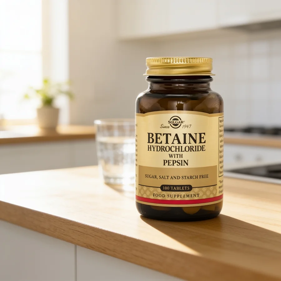Solgar Betaine Hydrochloride with Pepsin i et hverdagsmiljø