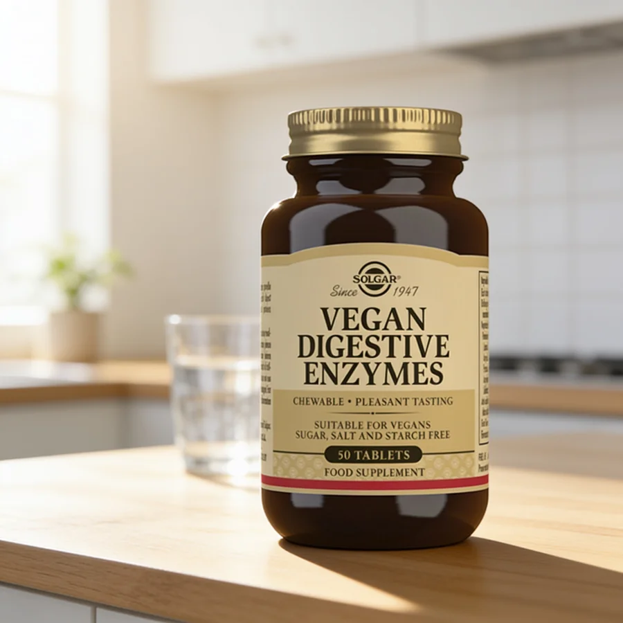 Solgar Vegan Digestive Enzymes i et hverdagsmiljø