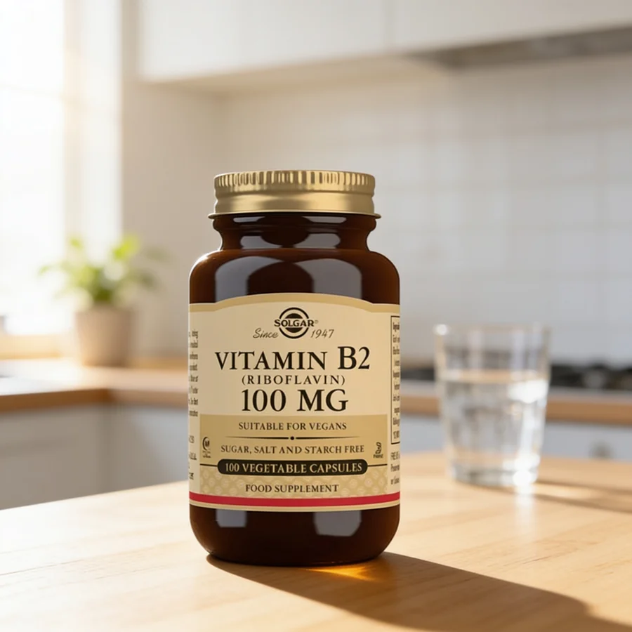 Solgar Vitamin B2 (Riboflavin) 100 mg i et hverdagsmiljø