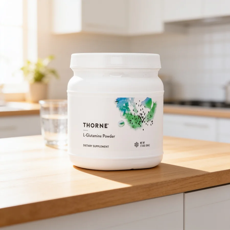 Thorne L-Glutamine Pulver i et hverdagsmiljø