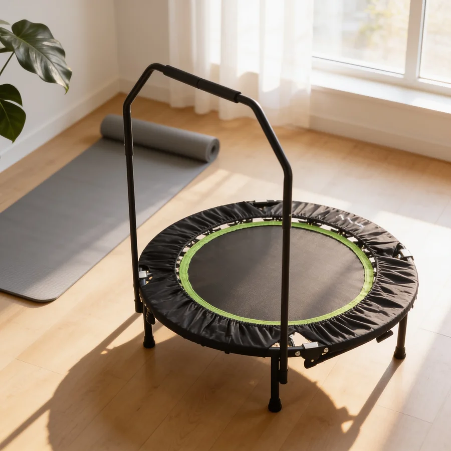 Tunturi Foldbar Fitnesstrampolin Ø115 cm i et hverdagsmiljø