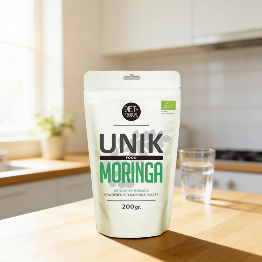 Unik Food Moringa Pulver Ø i et hverdagsmiljø