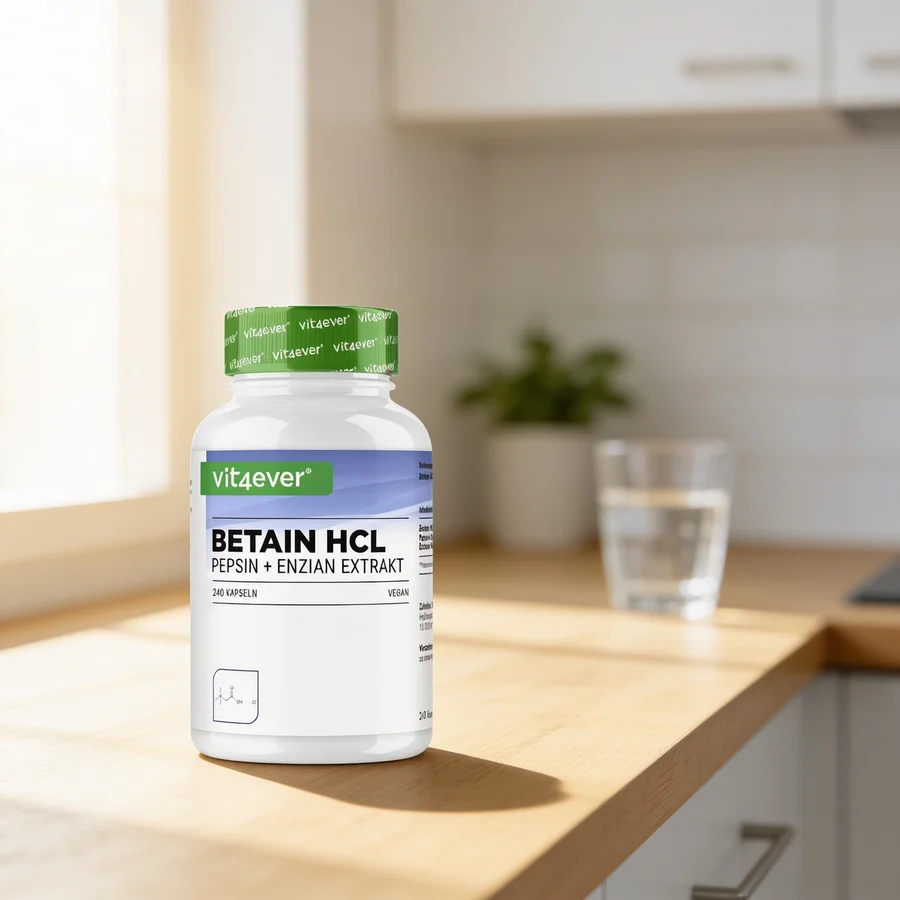 Vit4ever Betain HCL + Pepsin & Ensian i et hverdagsmiljø