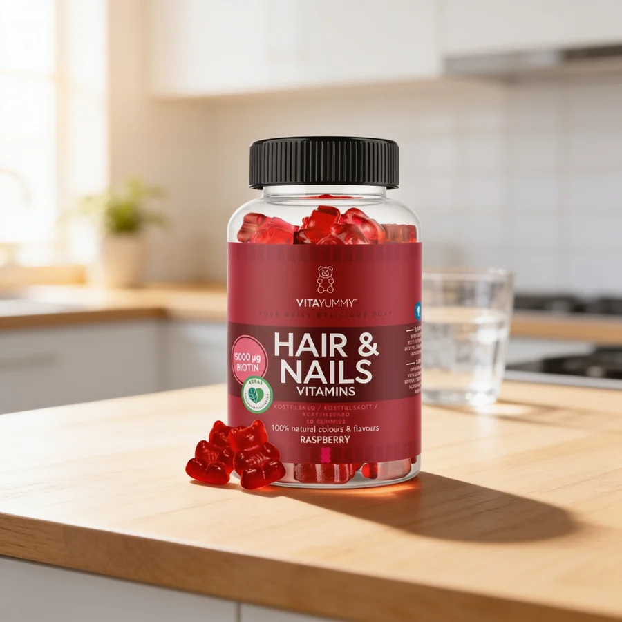 VitaYummy Hair & Nails Raspberry i et hverdagsmiljø