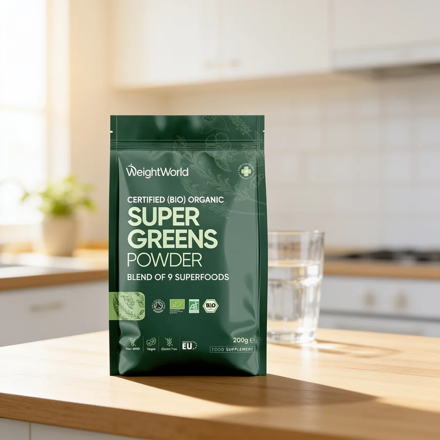 Økologisk Super Greens Pulver i et hverdagsmiljø